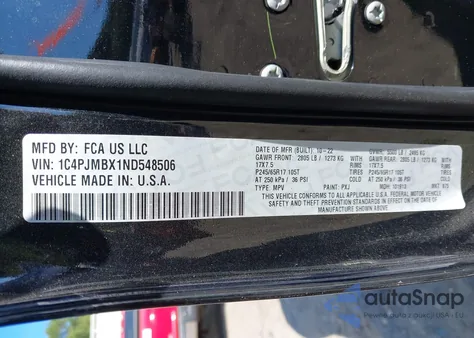 2022 Jeep Cherokee Trailhawk 4X4 z USA, uszkodzony, nr VIN 1C4PJMBX1ND548506